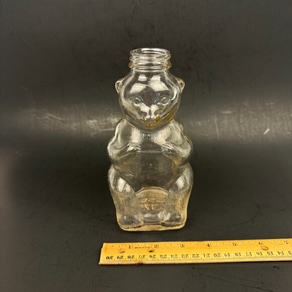 Vtg 1950s Clear Glass Bear Bank Snow Crest Beverages Salem Mass No Lid Top READ - Picture 4 of 13